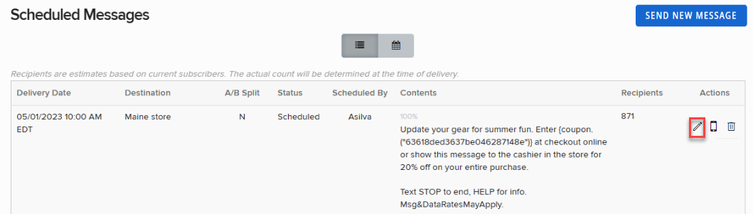 edit scheduled message